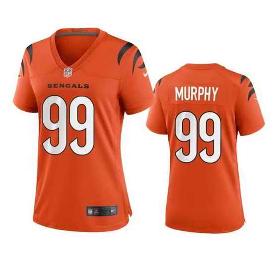 Women Cincinnati Bengals 99 Myles Murphy Orange Stitched Game Jersey